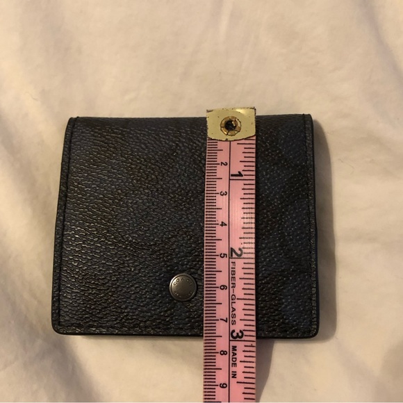 Coach Black/Dark Navy Coach CC Logo Canvas Coin Change Purse - Picture 7 of 8